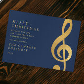 Elegant Gold Treble Clef Merry Christmas Non Photo Feestdagenkaart