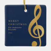 Elegant Gold Treble Clef Music Choir Christmas Keramisch Ornament (Voorkant)