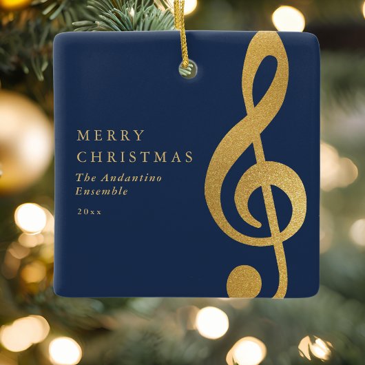 Elegant Gold Treble Clef Music Choir Christmas Keramisch Ornament