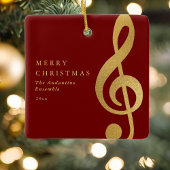 Elegant Gold Treble Clef Music Choir Christmas Keramisch Ornament
