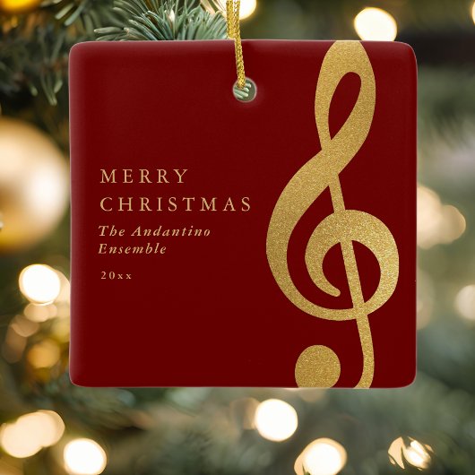 Elegant Gold Treble Clef Music Choir Christmas Keramisch Ornament