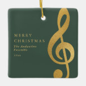 Elegant Gold Treble Clef Music Choir Christmas Keramisch Ornament (Voorkant)