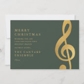 Elegant Gold Treble Clef Music Christmas Feestdagenkaart (Voorkant)