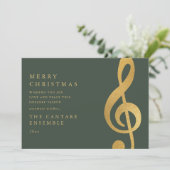 Elegant Gold Treble Clef Music Christmas Feestdagenkaart (Staand voorkant)