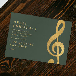 Elegant Gold Treble Clef Music Christmas Feestdagenkaart
