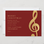 Elegant Gold Treble Clef Music Christmas Feestdagenkaart (Voorkant)