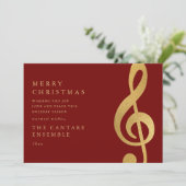 Elegant Gold Treble Clef Music Christmas Feestdagenkaart (Staand voorkant)