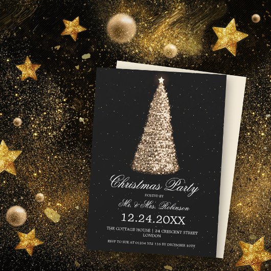 Elegant Gold Tree Black Kaart