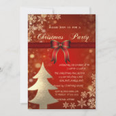 Elegant Gold Tree, Bow Corporate Kerstparty Kaart (Voorkant)