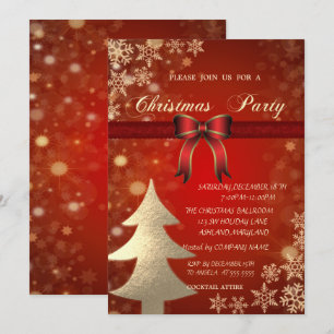 Elegant Gold Tree, Bow Corporate Kerstparty Kaart