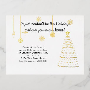 Elegant Gold Tree en Ornamenten kerstfeest Folie Feestdagen Briefkaart