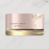 Elegant Gold Tree Girl Silhouette Roos Gold Visitekaartje (Voorkant)