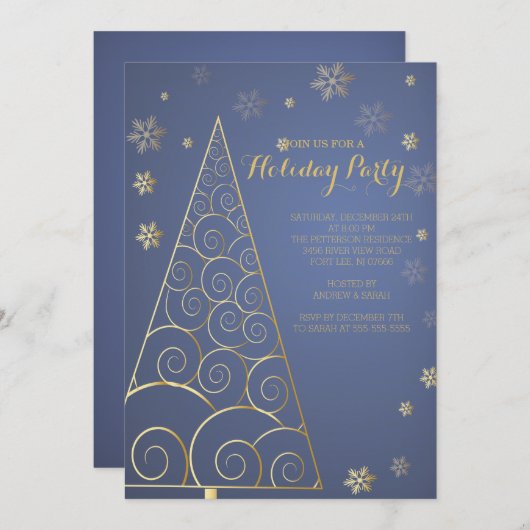 Elegant Gold Tree-kerstfeest Kaart (Voorkant / Achterkant)