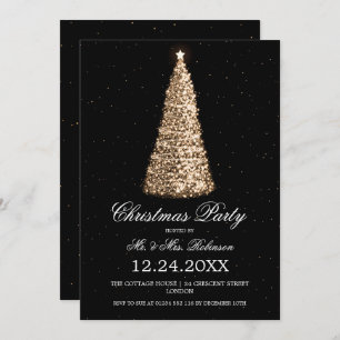 Elegant Gold Tree-kerstfeest met buffel Kaart