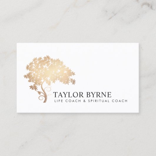 Elegant Gold Tree Logo Professional Visitekaartje (Voorkant)