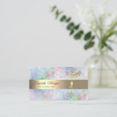 Elegant Gold Tree Lotus Yoga Opal Visitekaartje (Staand voorkant)