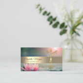 Elegant Gold Tree Lotus Yoga Visitekaartje (Staand voorkant)