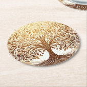 Elegant Gold Tree of Life Celebration Namaste Ronde Kartonnen Onderzetter (Gebogen)