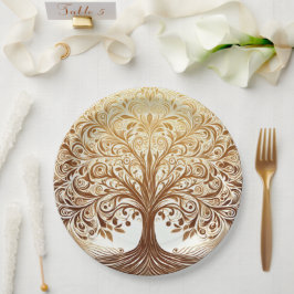 Elegant Gold Tree of Life Celebration Papieren Bordje