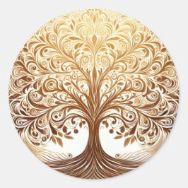 Elegant Gold Tree of Life Celebration Spiritual Ronde Sticker