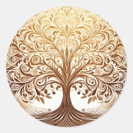 Elegant Gold Tree of Life Celebration Spiritual Ronde Sticker (Voorkant)
