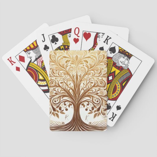 Elegant Gold Tree of Life Spiritual Celebration Pokerkaarten (Achterkant)
