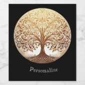 Elegant Gold Tree of Life Spiritual Zen Wijn Etiket (Enkel label)