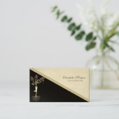Elegant Gold Tree Silhouette, Yoga Visitekaartje (Staand voorkant)