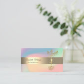 Elegant Gold Tree Yoga Holographic Visitekaartje (Staand voorkant)