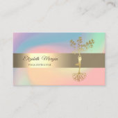 Elegant Gold Tree Yoga Holographic Visitekaartje (Voorkant)