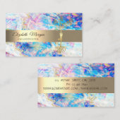 Elegant Gold Tree Yoga Instructor Opal Holographic Visitekaartje (Voorkant / Achterkant)