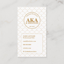 Elegant Gold Trellis Business 3 Letter Monogram Visitekaartje