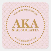 Elegant Gold Trellis Business Monogram Vierkante Sticker (Voorkant)