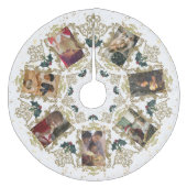 Elegant Gold Trim-serie kerstfoto's collage Fleece Kerstboom Rok (Voorkant)