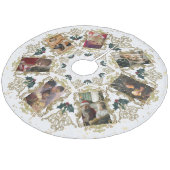 Elegant Gold Trim-serie kerstfoto's collage Fleece Kerstboom Rok (Gekanteld)
