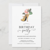 Elegant Gold Tropical Floral Gold Heels Birthday Kaart (Voorkant)