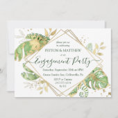 Elegant Gold Tropical Foliage Engagement Party in Kaart (Voorkant)