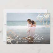 Elegant Gold Tropical Hibiscus Floral Foto Save The Date (Voorkant)