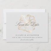 Elegant Gold Tropical Hibiscus Flower Wedding Save The Date (Voorkant)