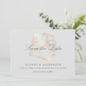 Elegant Gold Tropical Hibiscus Flower Wedding Save The Date (Staand voorkant)