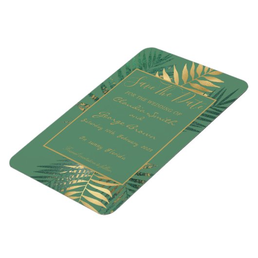 Elegant Gold Tropical laat de datum op Magneet (Linkerzijde)