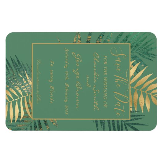 Elegant Gold Tropical laat de datum op Magneet (Horizontaal)