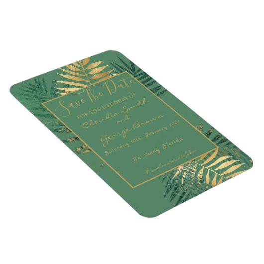 Elegant Gold Tropical laat de datum op Magneet (Rechterzijde)