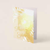 Elegant Gold Tropical Leaves Wedding Bedankt Foto Folie Kaarten (Voorkant)