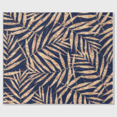 Elegant Gold Tropical Palm blauw design Cadeaupapier (Vlak)