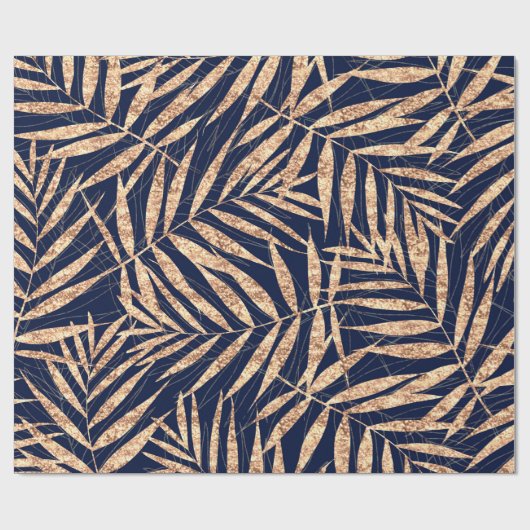Elegant Gold Tropical Palm blauw design Cadeaupapier (Vlak)