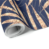 Elegant Gold Tropical Palm blauw design Cadeaupapier (Rol Hoek)
