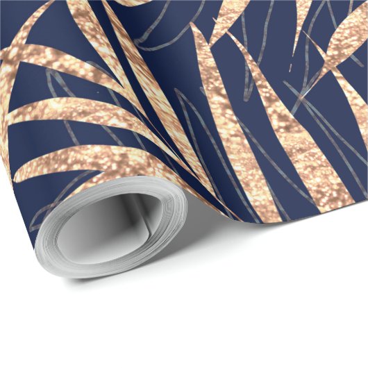 Elegant Gold Tropical Palm blauw design Cadeaupapier (Rol Hoek)
