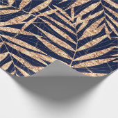 Elegant Gold Tropical Palm blauw design Cadeaupapier (Hoek)