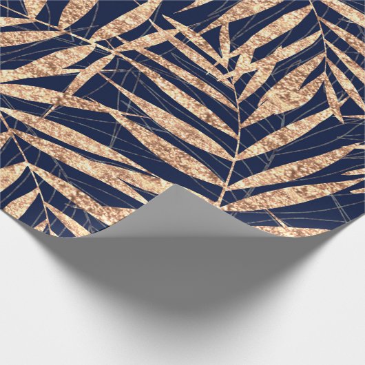 Elegant Gold Tropical Palm blauw design Cadeaupapier (Hoek)